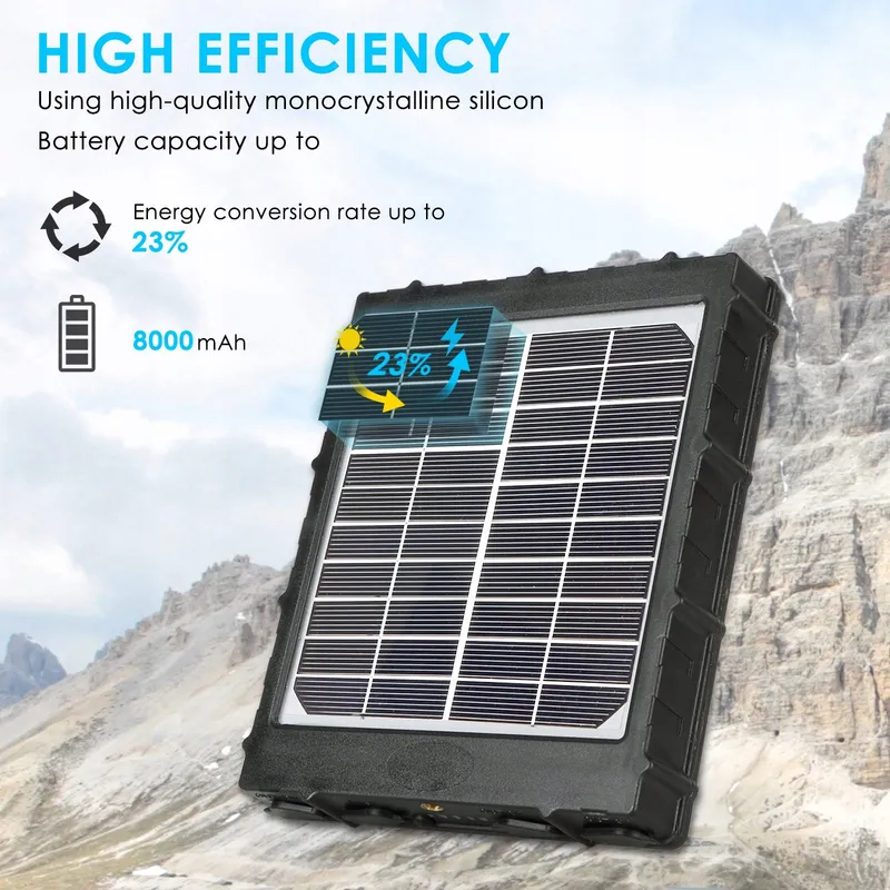 FOLGTEK Zonnepaneel 8000mAh 12V 9V 6V Waterdicht Voor Buitencamera's — foto 2