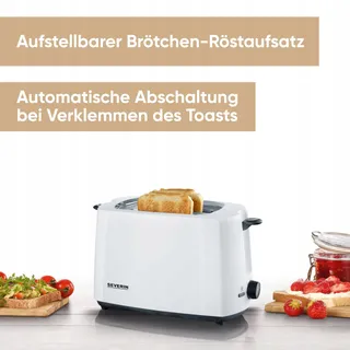 SEVERIN Automatische Broodrooster Kruimellade 700W Wit-Zwart — miniatuur 2