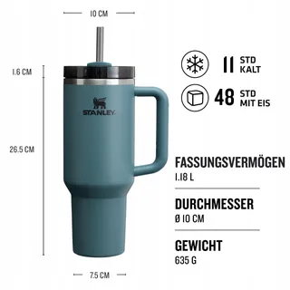 STANLEY Quencher H2.0 Thermosbeker met Rietje 1,2L Blauw — miniatuur 2