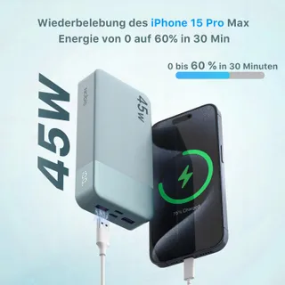 NOBIS Powerbank 20000mAh Snelladen met C-naar-C Kabel Display — miniatuur 2