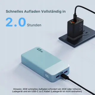 NOBIS Powerbank 20000mAh Snelladen met C-naar-C Kabel Display — miniatuur 5