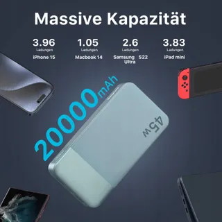 NOBIS Powerbank 20000mAh Snelladen met C-naar-C Kabel Display — miniatuur 3