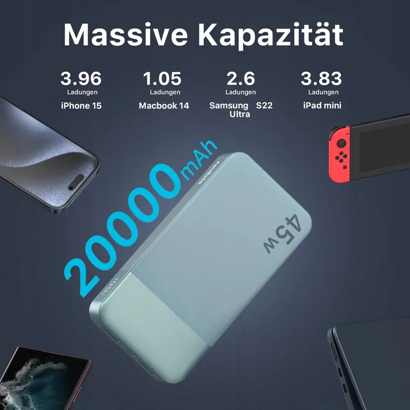NOBIS Powerbank 20000mAh Snelladen met C-naar-C Kabel Display — foto 3