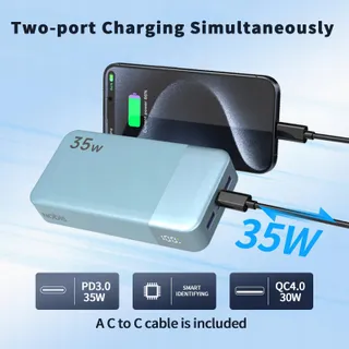 NOBIS Powerbank 20000mAh USB C 35W 4 Poorten LED Display — miniatuur 3