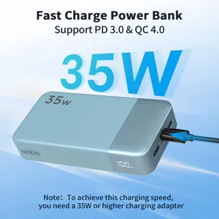 NOBIS Powerbank 20000mAh USB C 35W 4 Poorten LED Display — miniatuur 2