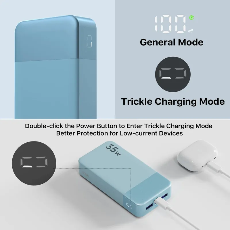 NOBIS Powerbank 20000mAh USB C 35W 4 Poorten LED Display — foto 5