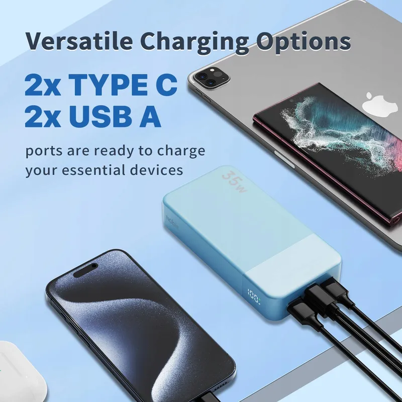 NOBIS Powerbank 20000mAh USB C 35W 4 Poorten LED Display — foto 4