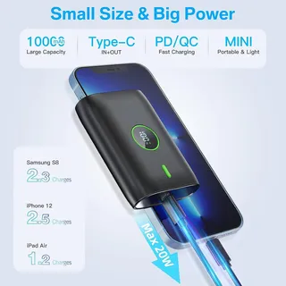 Powerbank 10000mAh LED 22,5W USB-C — miniatuur 3