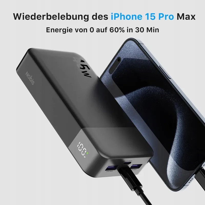 NOBIS Powerbank 20000mAh 45W Snelladen met Display — foto 2