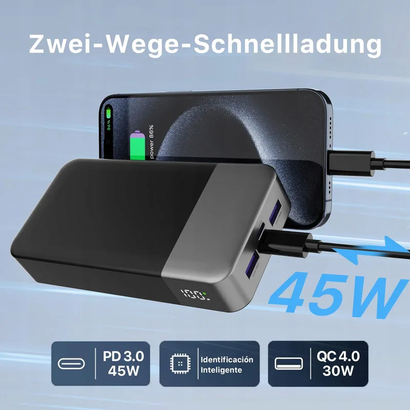NOBIS Powerbank 20000mAh 45W Snelladen met Display — foto 5