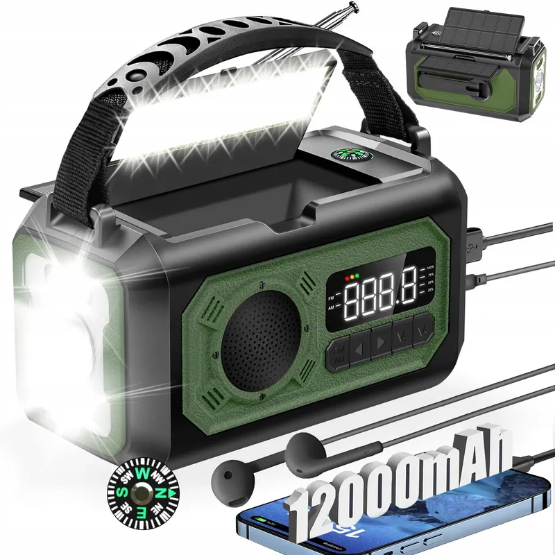 SOLARIS Noodradio 12000mAh met Zonnelader AM/FM SOS — foto 1
