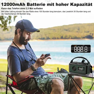 SOLARIS Noodradio 12000mAh met Zonnelader AM/FM SOS — miniatuur 5