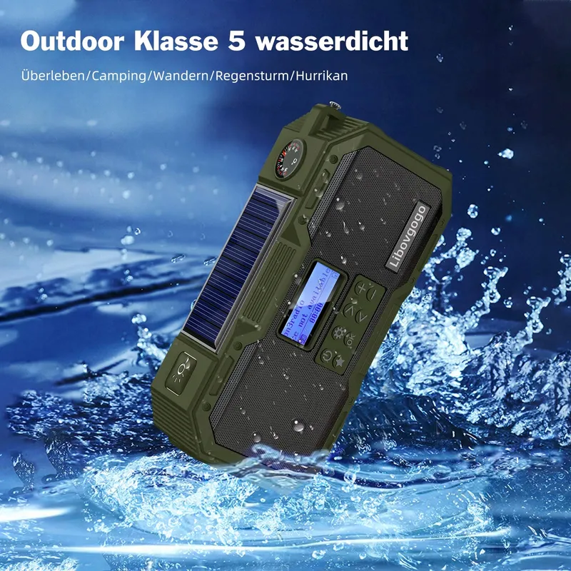 LIBOVGOGO Radio DAB+ FM Bluetooth Solar Powerbank 4000mAh Zaklamp — foto 7