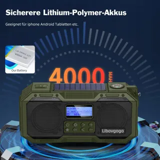 LIBOVGOGO Radio DAB+ FM Bluetooth Solar Powerbank 4000mAh Zaklamp — miniatuur 4