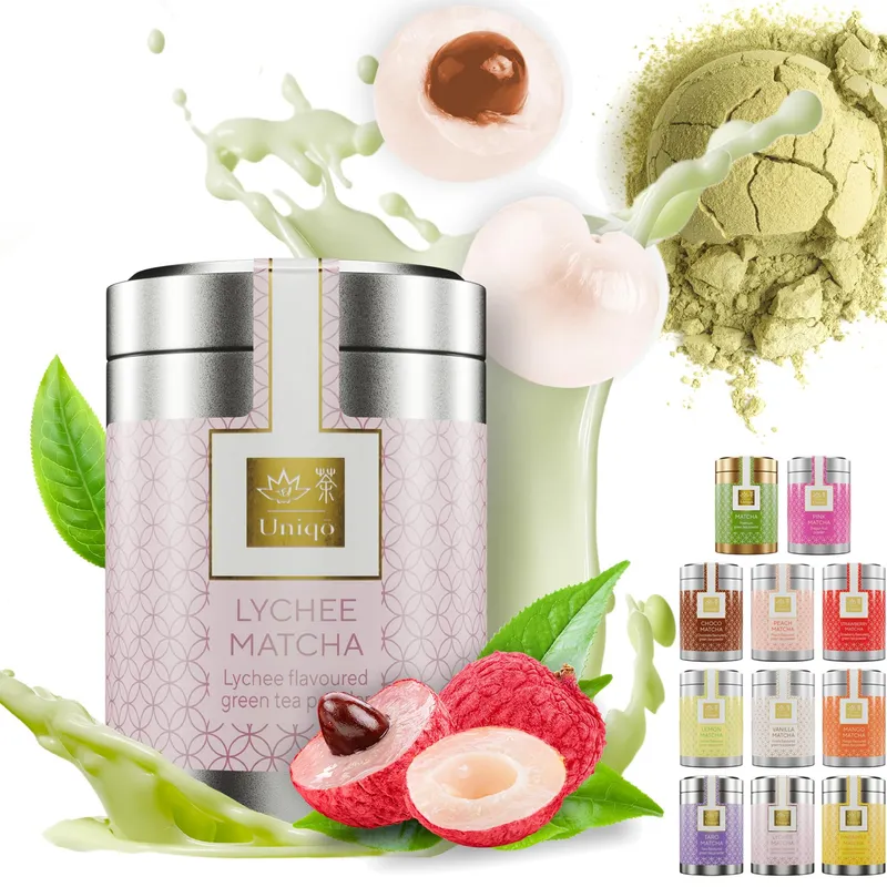TEA UNIQO Litchi Matcha Poeder Bubble Tea Zonder Kleurstoffen — foto 1