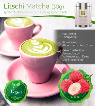 TEA UNIQO Litchi Matcha Poeder Bubble Tea Zonder Kleurstoffen — miniatuur 2