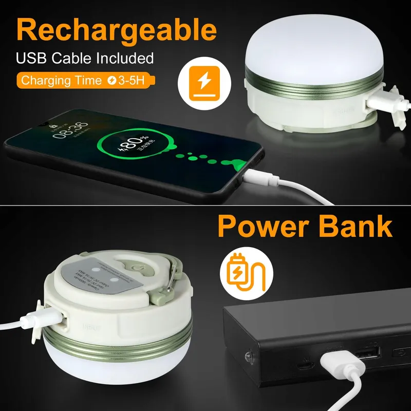 FLINTRONIC Camping LED Lamp USB 1800mAh Powerbank 4 Standen SOS — foto 5