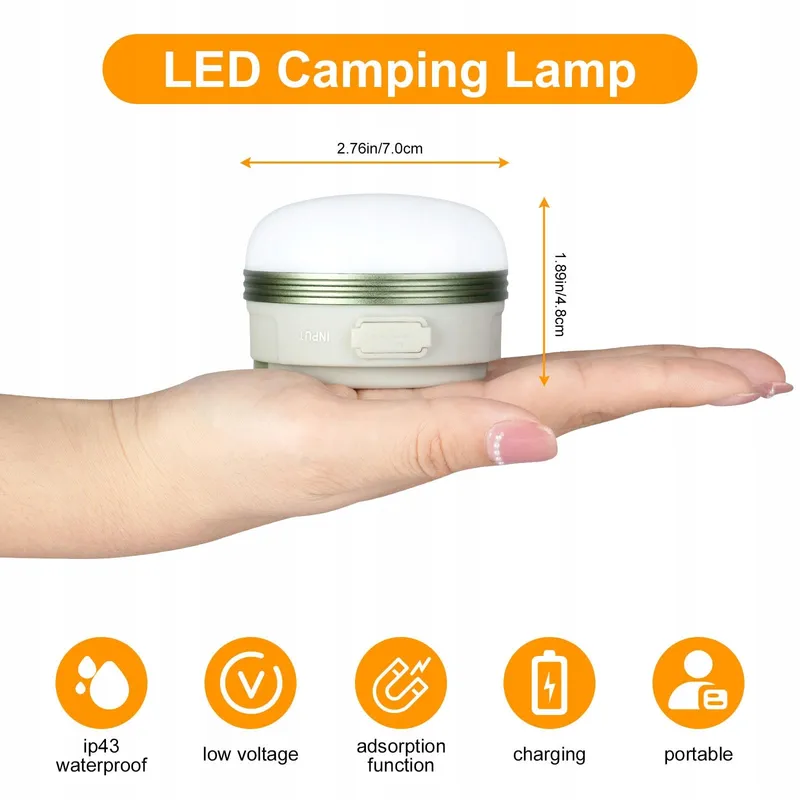FLINTRONIC Camping LED Lamp USB 1800mAh Powerbank 4 Standen SOS — foto 2