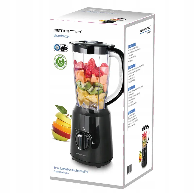 EMERIO Blender 500W BPA-vrij IJscrusher 1,5L 2 Snelheden Zwart — foto 7