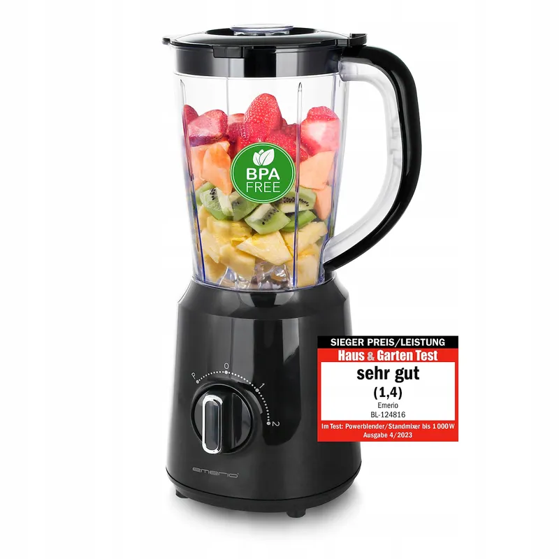 EMERIO Blender 500W BPA-vrij IJscrusher 1,5L 2 Snelheden Zwart — foto 2