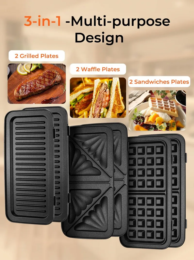 Tosti-ijzer 3-in-1 Contactgrill 1200W Antislip — foto 3