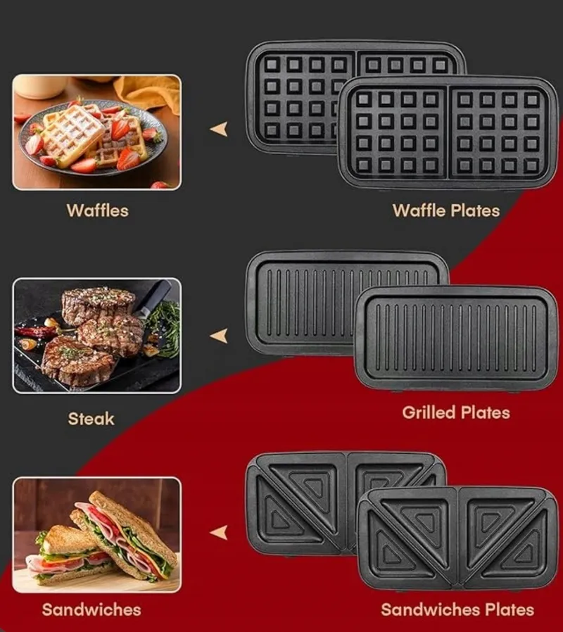 Tosti-ijzer 3-in-1 Contactgrill 1200W Antislip — foto 15