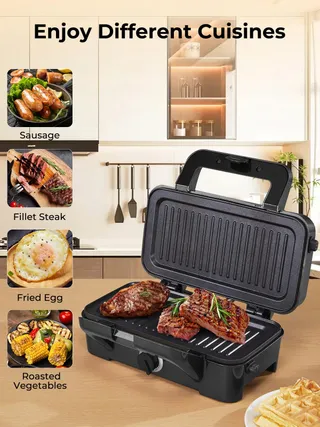 Tosti-ijzer 3-in-1 Contactgrill 1200W Antislip — miniatuur 6