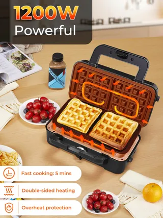 Tosti-ijzer 3-in-1 Contactgrill 1200W Antislip — miniatuur 2