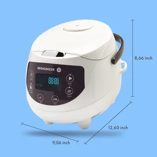 REISHUNGER Mini Rijstkoker Digitaal Wit 0.6L 3 Personen Timer — miniatuur 1