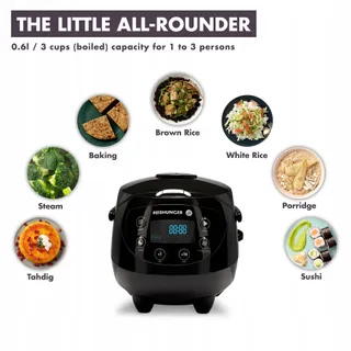 REISHUNGER Mini Rijstkoker Digitaal Wit 0.6L 3 Personen Timer — miniatuur 5
