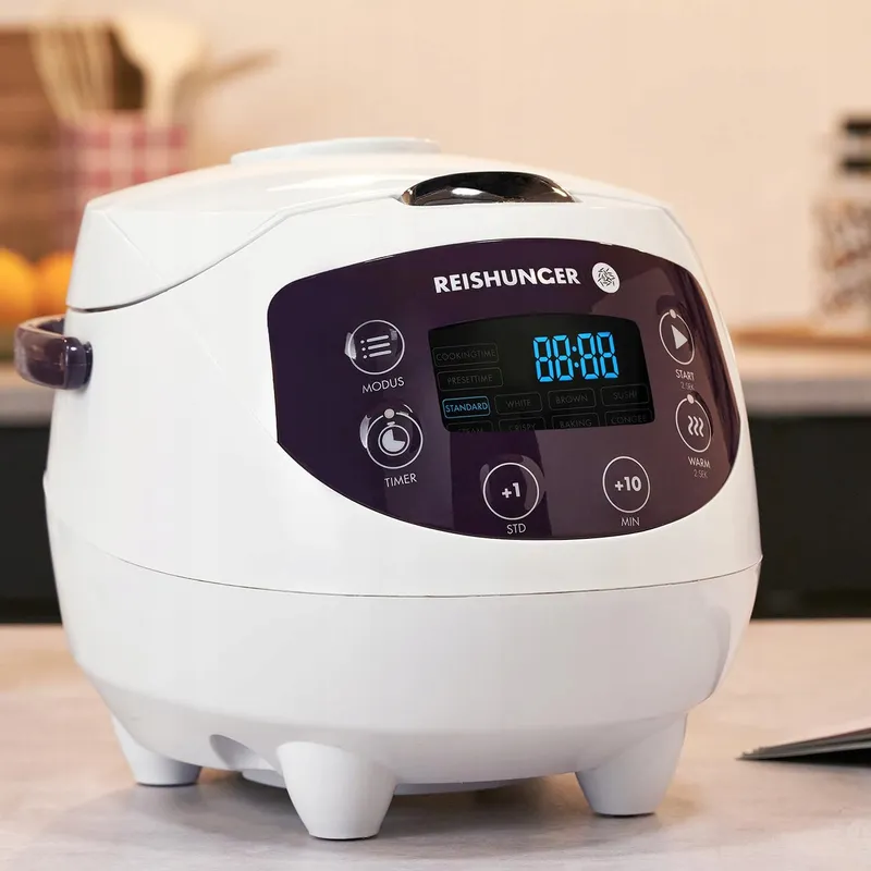 REISHUNGER Mini Rijstkoker Digitaal Wit 0.6L 3 Personen Timer — foto 3