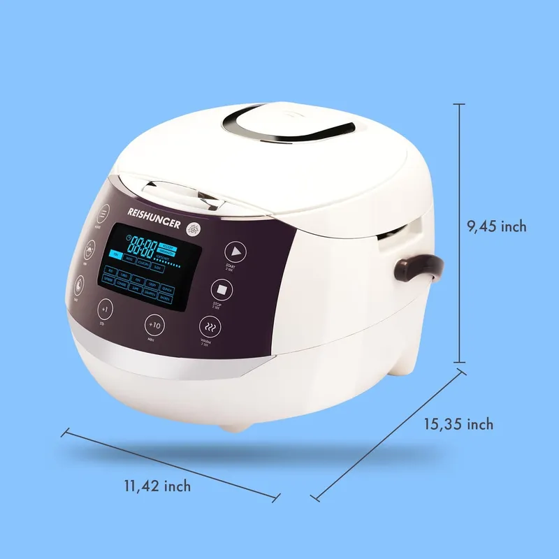 REISHUNGER Rijstkoker Multicooker 1,5L 12 Programma's Timer 8 Personen Wit — foto 3