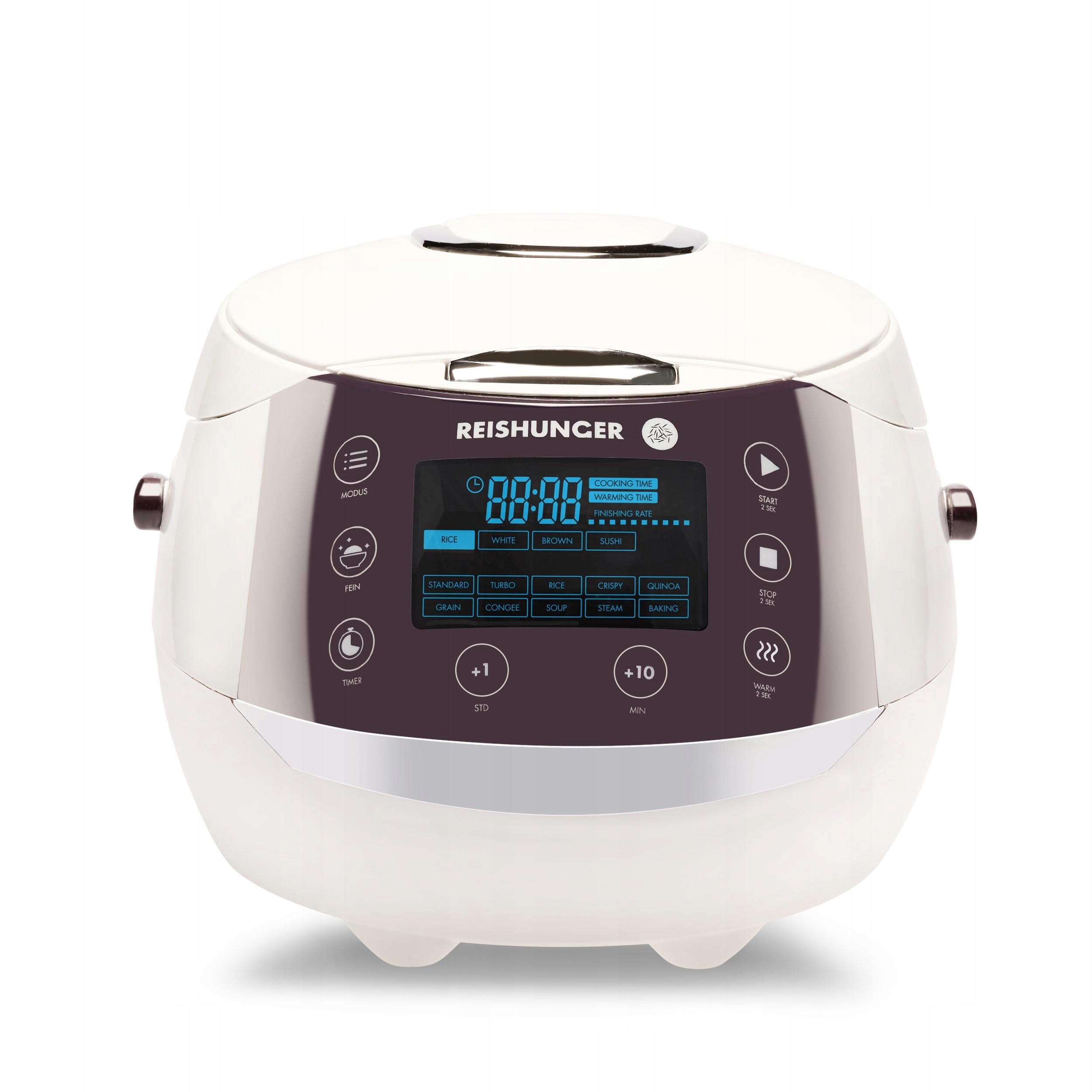 REISHUNGER Rijstkoker Multicooker 1,5L 12 Programma's Timer 8 Personen Wit