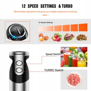 MEGAWISE Pro Titanium 3-in-1 Staafmixer 12 Snelheden Zwart — miniatuur 3