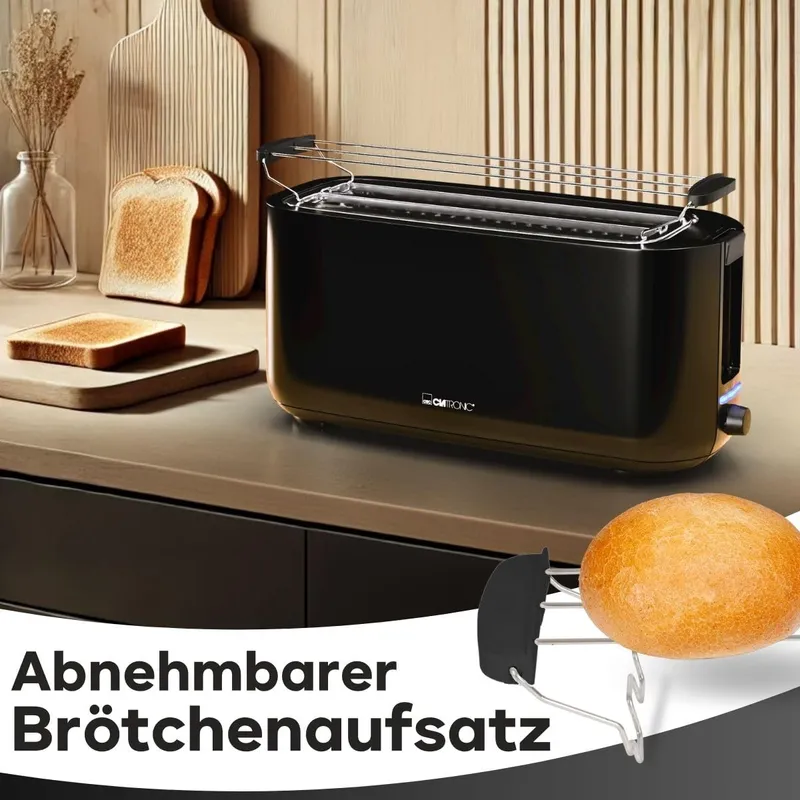 CLATRONIC Broodrooster 4 Sneden Zwart Ontdooi- Opwarmfunctie — foto 3