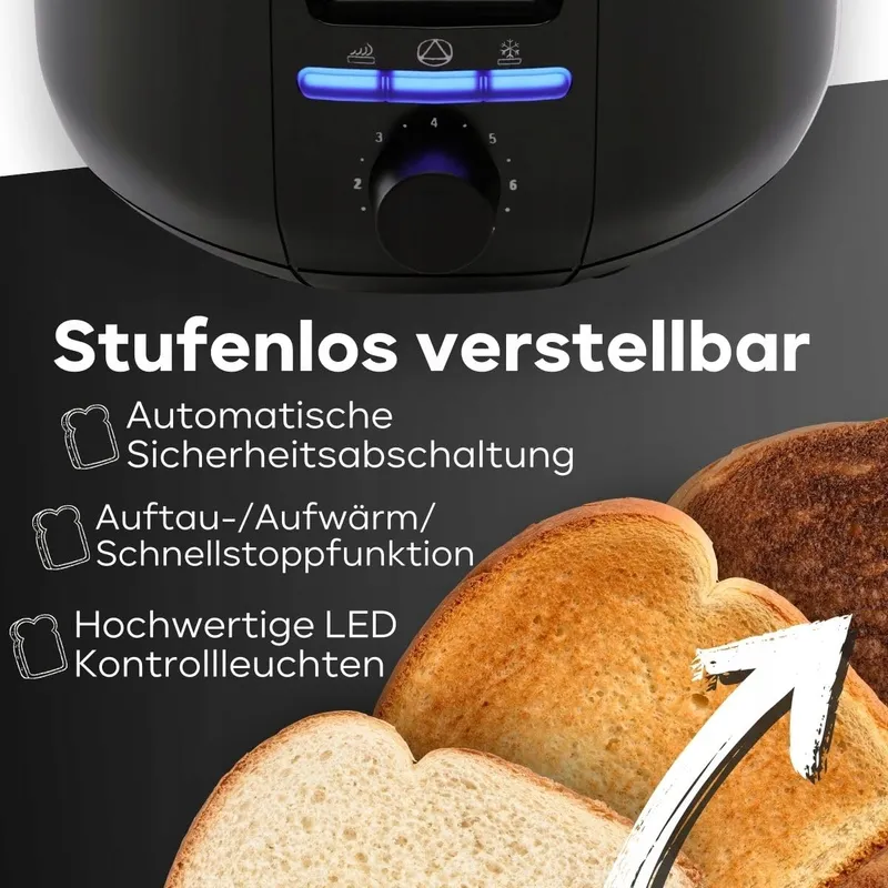 CLATRONIC Broodrooster 4 Sneden Zwart Ontdooi- Opwarmfunctie — foto 4