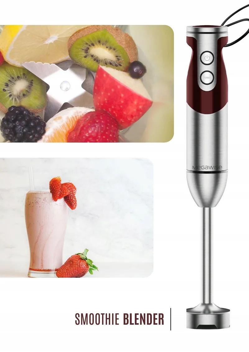 MEGAWISE Staafmixer 3-in-1 12 Snelheden Garde Melkopschuimer Rood — foto 7