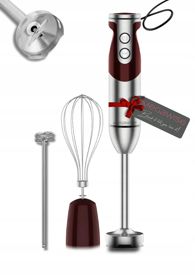 MEGAWISE Staafmixer 3-in-1 12 Snelheden Garde Melkopschuimer Rood — foto 1
