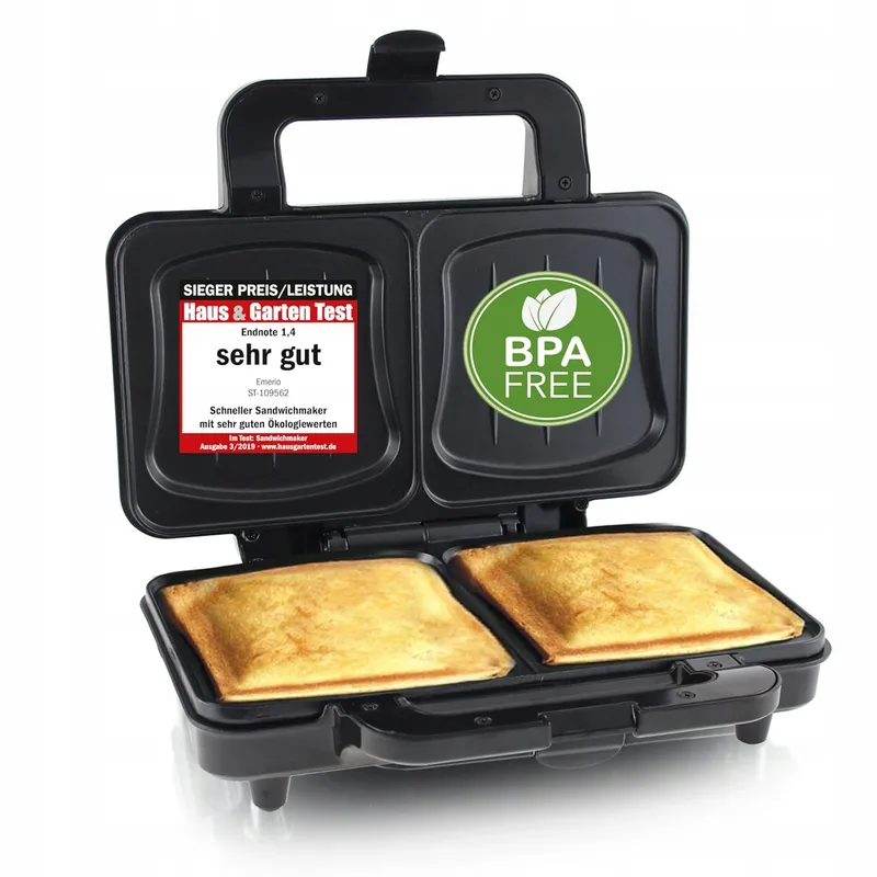 EMERIO XXL Sandwichtoaster BPA-vrij Makkelijk Schoon 900W — foto 1
