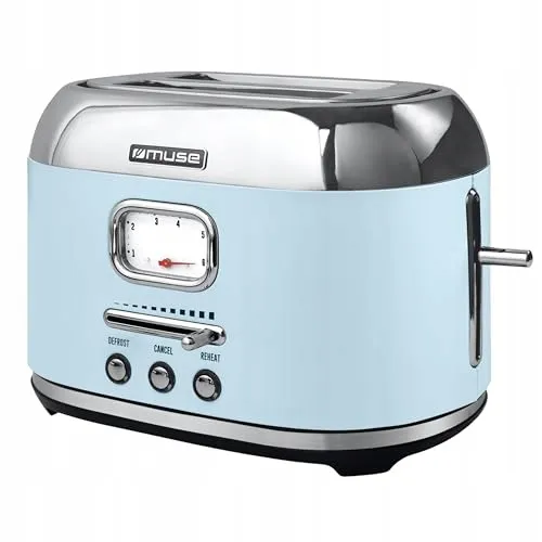 MUSE Retro Broodrooster 2 Sneetjes 6 Bruiningsniveaus Pastelblauw — foto 1