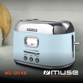 MUSE Retro Broodrooster 2 Sneetjes 6 Bruiningsniveaus Pastelblauw — miniatuur 2