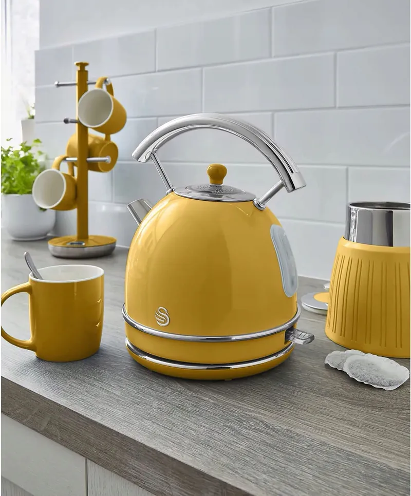 SWAN Retro Waterkoker 1,8L Vintage Draadloos Geel — foto 3