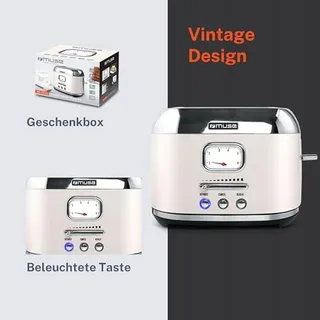 MUSE Retro Broodrooster RVS Beige 6 Standen 2 Sneden — miniatuur 5