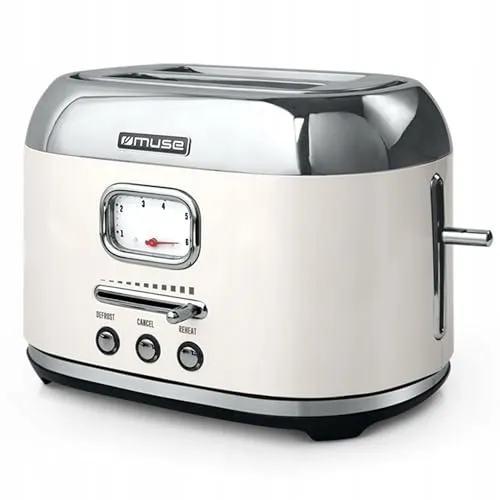 MUSE Retro Broodrooster RVS Beige 6 Standen 2 Sneden — foto 1