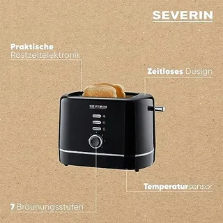 SEVERIN Broodrooster 2 Sneden 850W Zwart — miniatuur 4