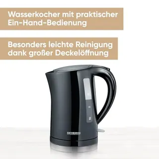 SEVERIN Waterkoker 1,5L Filter Kunststof 2200W Zwart — miniatuur 2