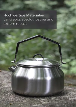 LAMBDA COFFEE Geysir Waterketel 1L Roestvrij Staal Camping — miniatuur 2