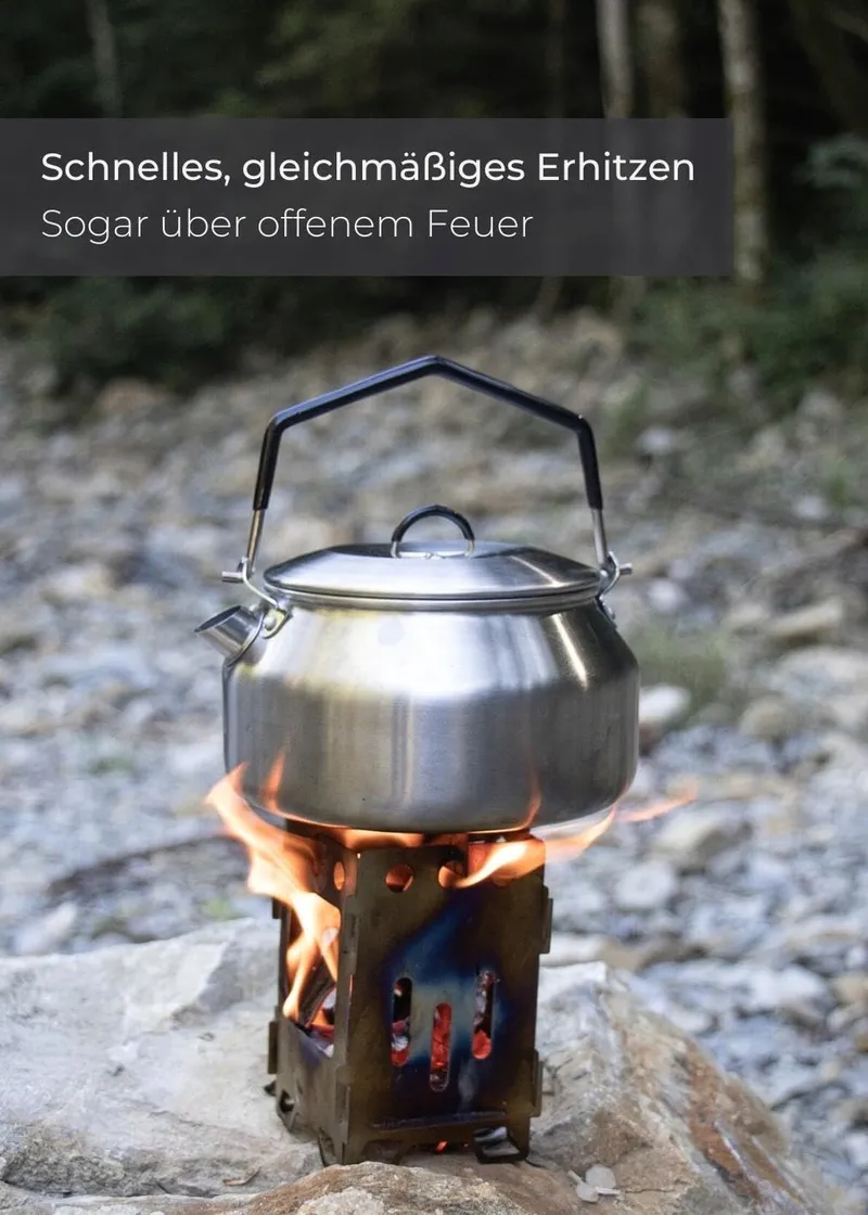 LAMBDA COFFEE Geysir Waterketel 1L Roestvrij Staal Camping — foto 3
