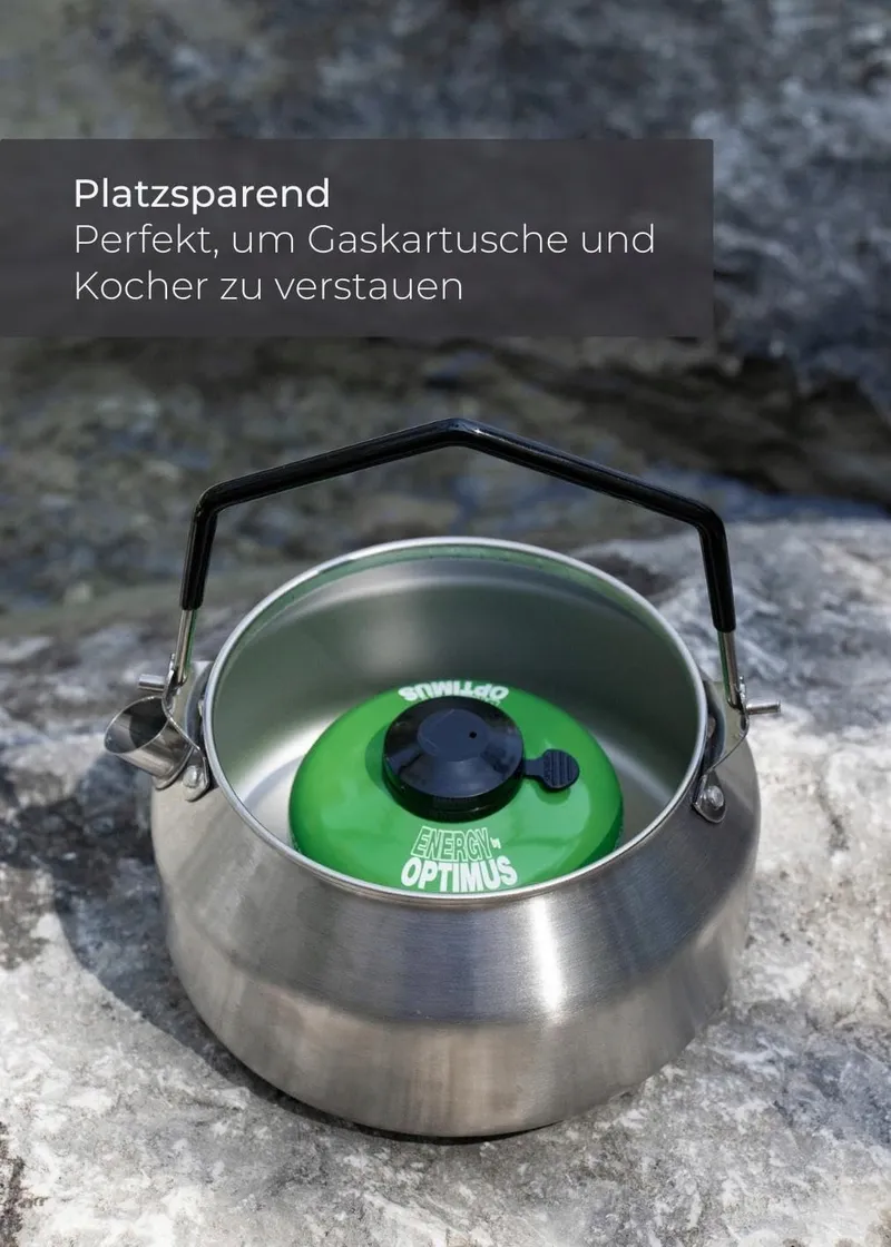 LAMBDA COFFEE Geysir Waterketel 1L Roestvrij Staal Camping — foto 7