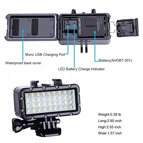 SUPTIG Duiklicht LED Waterdicht High Power Voor Actiecamera's — foto 4